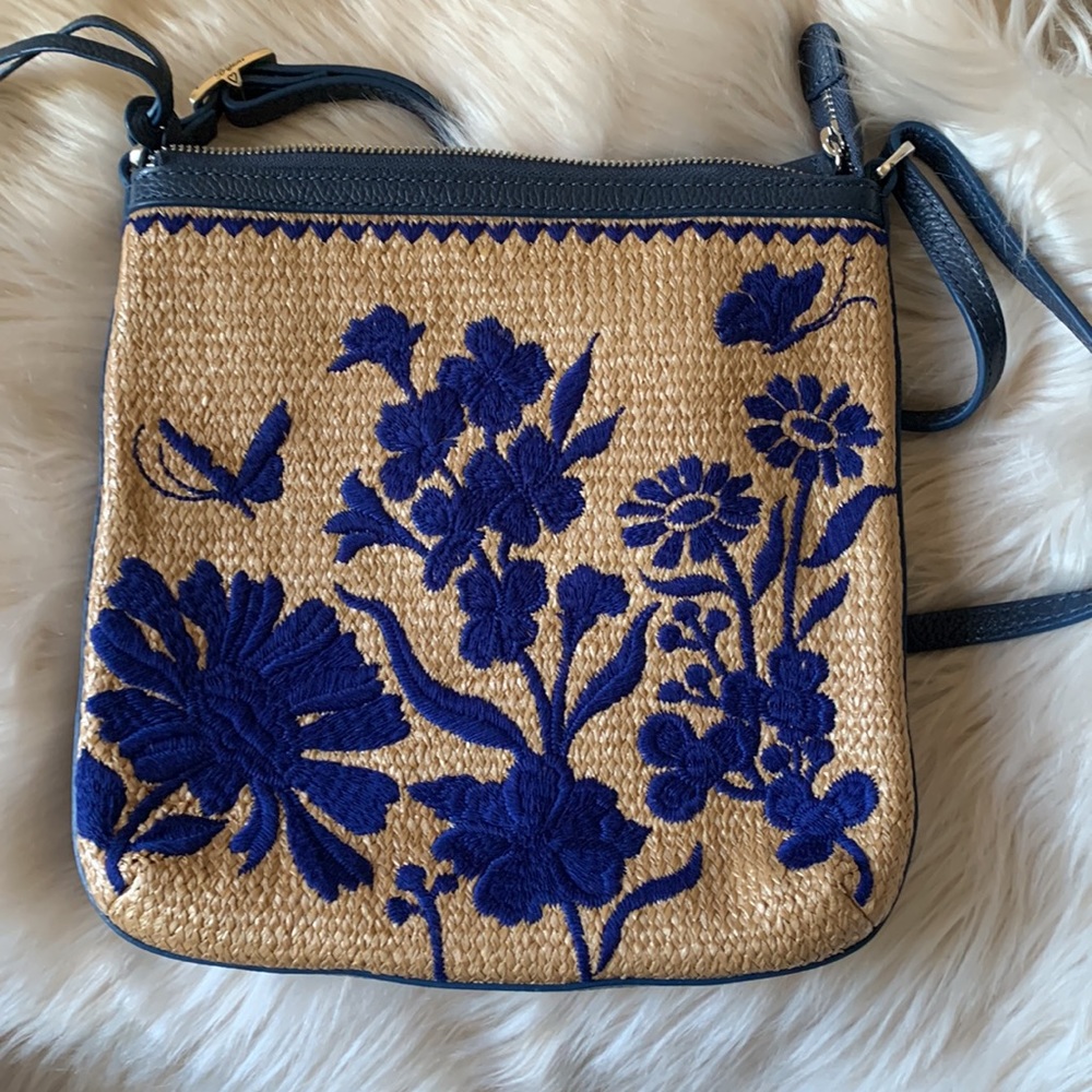 Brighton Straw Embroidery Crossbody Carter